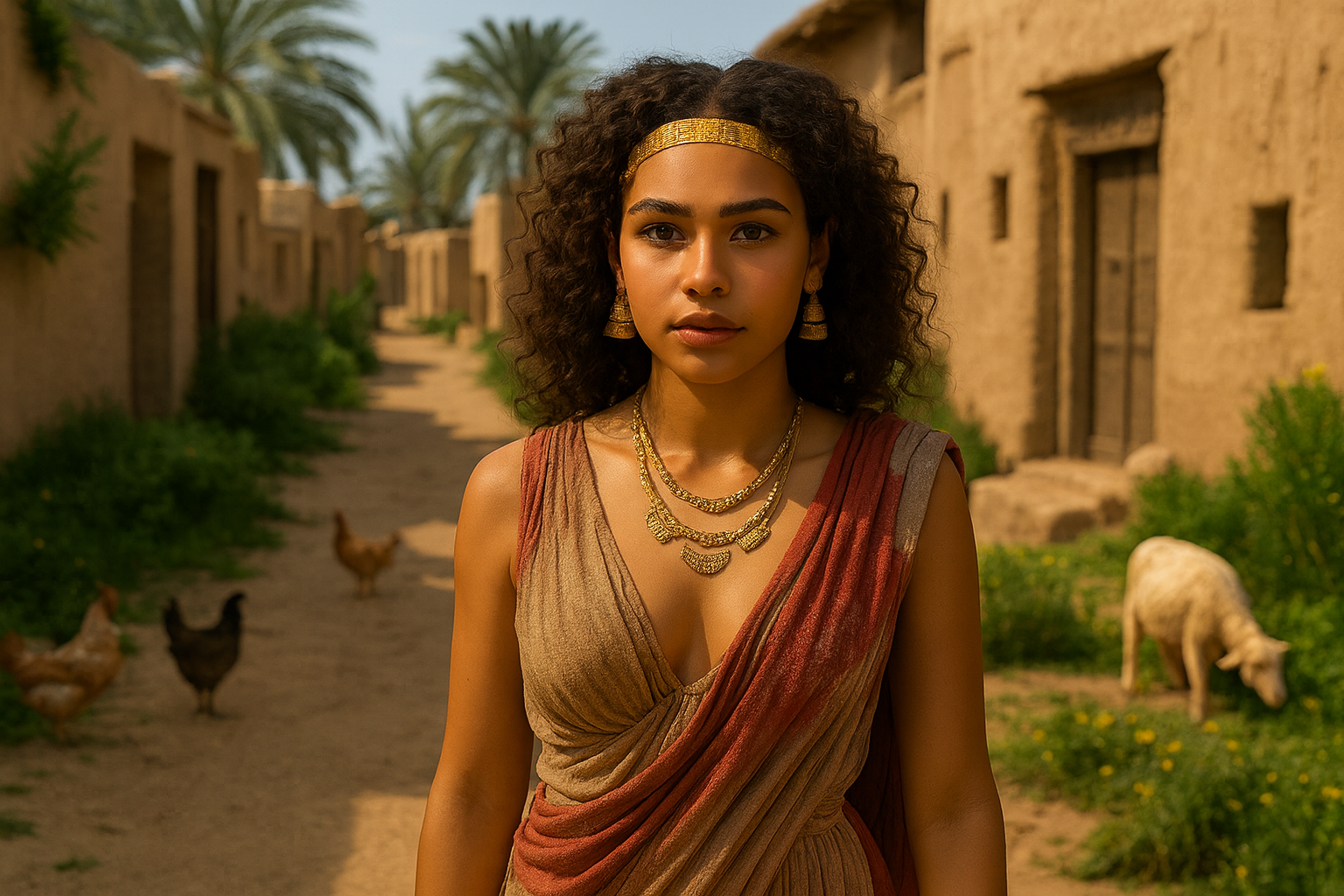 A young Tayamni woman at an ancient settlement on Earth